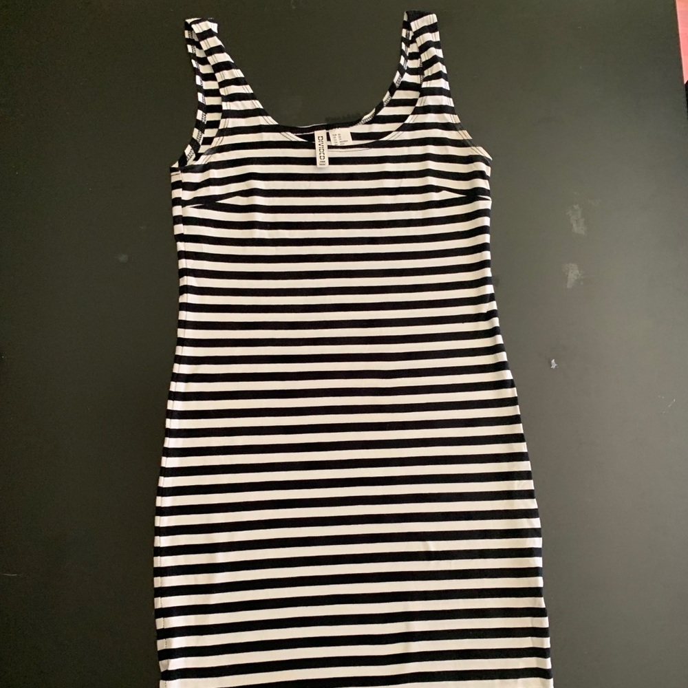 Divided Striped Body Con Dress